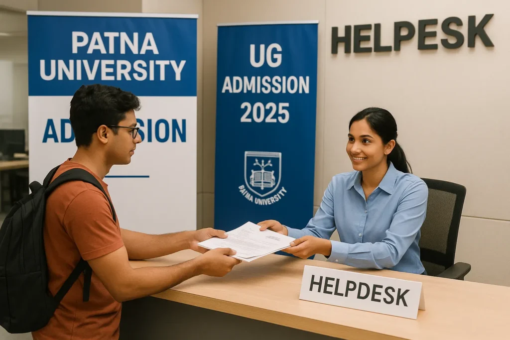 Student Submitting Admission Documents at Patna University Helpdesk